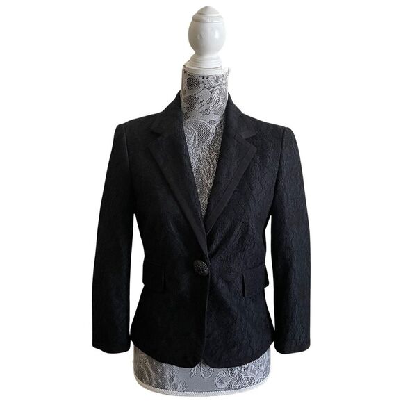 Diane Von Furstenberg Ursette Lace Cropped Blazer With Bejeweled Buttons